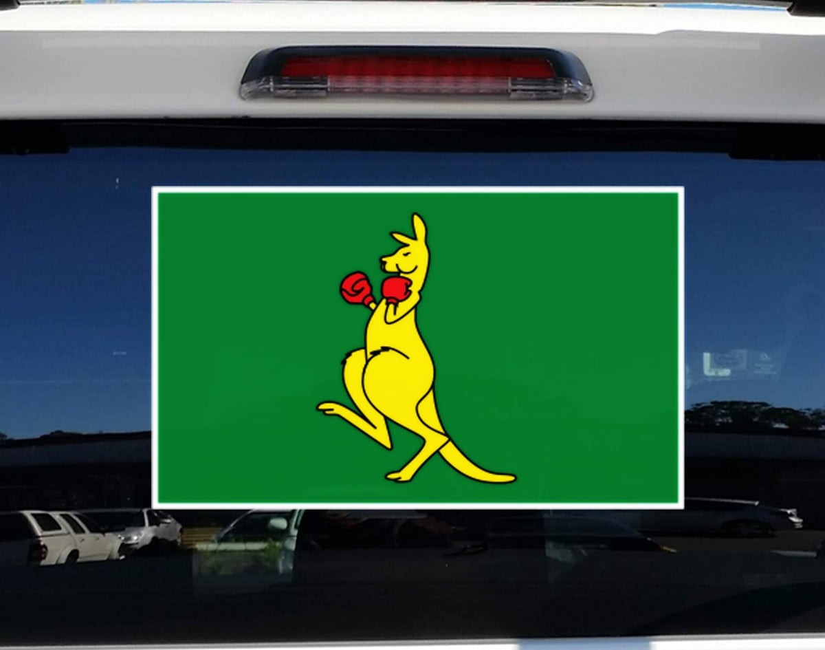 Boxing Kangaroo Car Sticker Decal Australia Day Flag Spirit Symbol Identity — shown applied