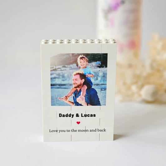 Personalized Building Photo Lego Block Father Christmas Gift Construction Brick — shown applied