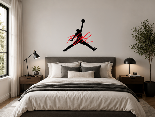 Michael Jordan Flight Decal Jumpman Sticker Basketball Wall Car Laptop Boys Room β shown applied