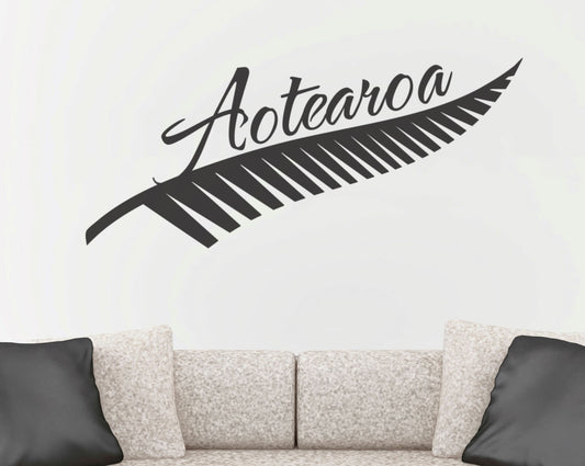 Silver Fern Aotearoa Sticker Decal New Zealand Maori Car Window Wall Laptop β shown applied