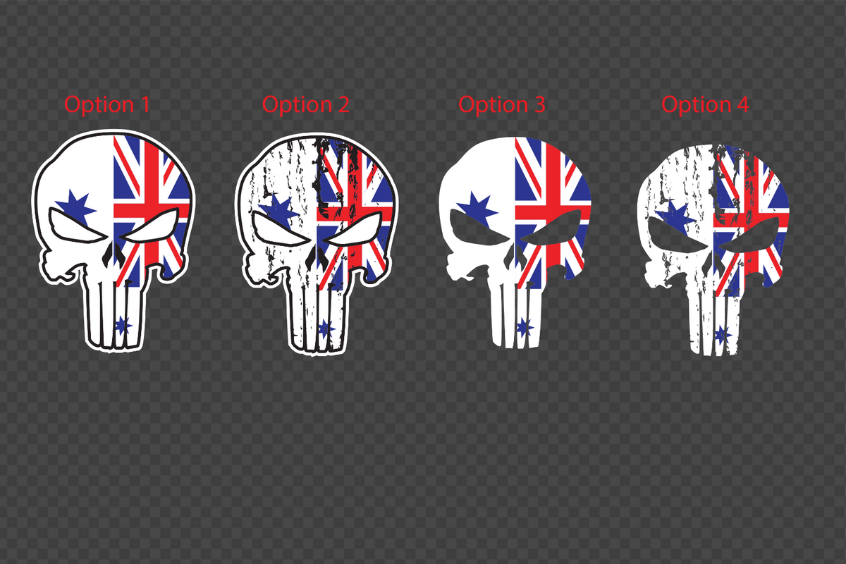 Royal Australian Navy Punisher Skull Decal - RAN White Ensign Flag Vinyl Sticker by OZ DECO