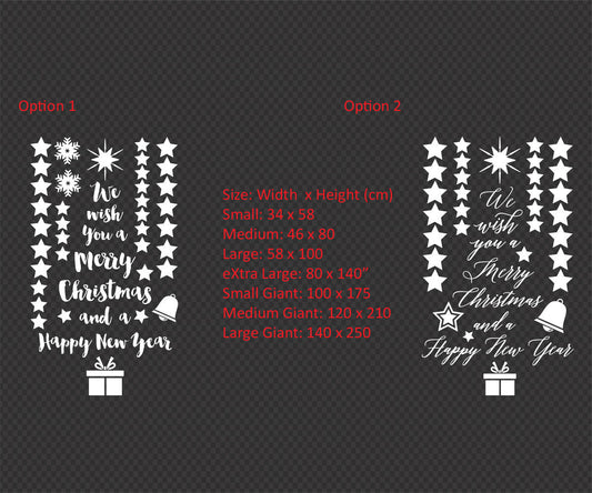 Christmas Tree I wish you merry Christmas and Happy New Year Vinyl Decal Sticker — shown applied