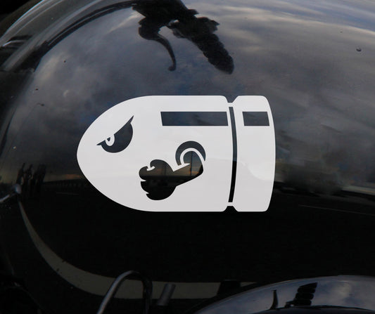 2x Bullet Bill Stickers Vinyl Decal Car Window Funny Racing game β shown applied