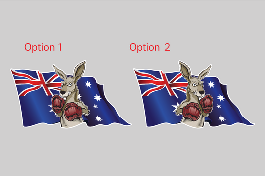 Boxing Kangaroo Flag Sticker Decal Australia Day Aussie Pride Car Van Caravan β shown applied