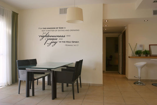 Bible Verse Wall Decal Romans 14:17 Kingdom of God — shown applied