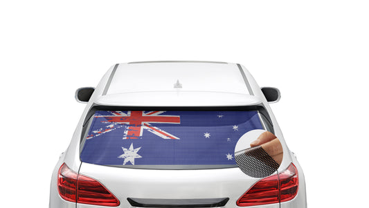 Distressed Waving Australian FLAG Window Perforated Decal — product photo