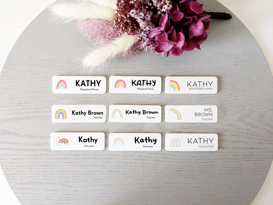 Rainbow Name Badge: Custom Acrylic ID for Staff, Volunteer, Teacher – view 2