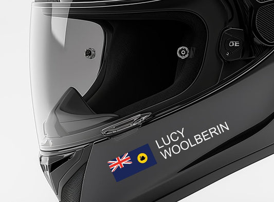 Custom Flag & Name Bike Decal - Personalized Cycling Helmet Sticker – view 2