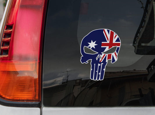 Australian Flag Skull Decal: Aussie Pride Vinyl Sticker