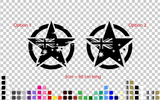 Australian Flag Military Star Decal: Outdoor Vinyl Sticker – view 2