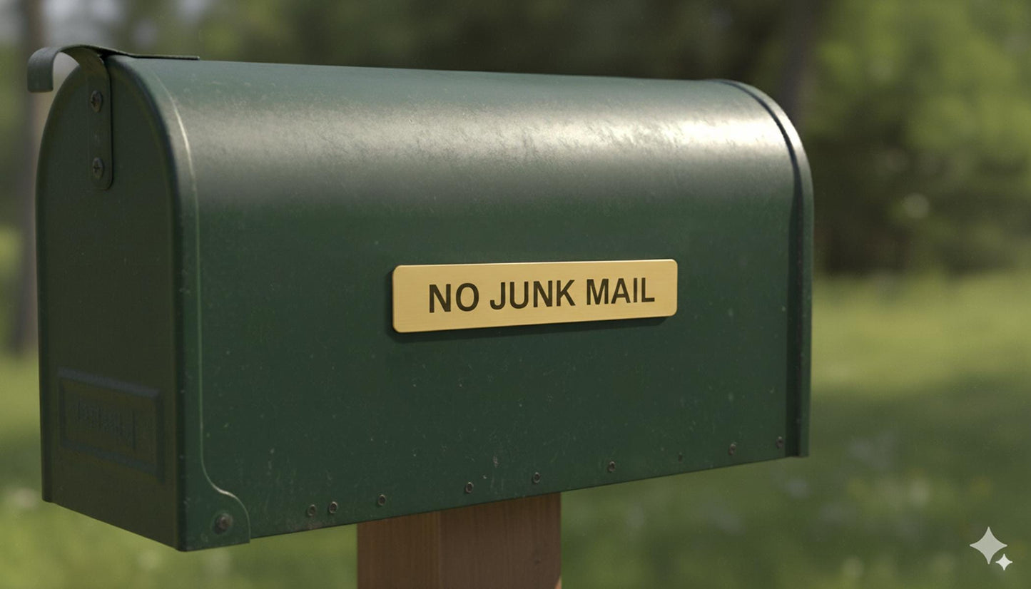No Junk Mail Sign: Brushed Acrylic, Weatherproof, Self-Adhesive – view 10