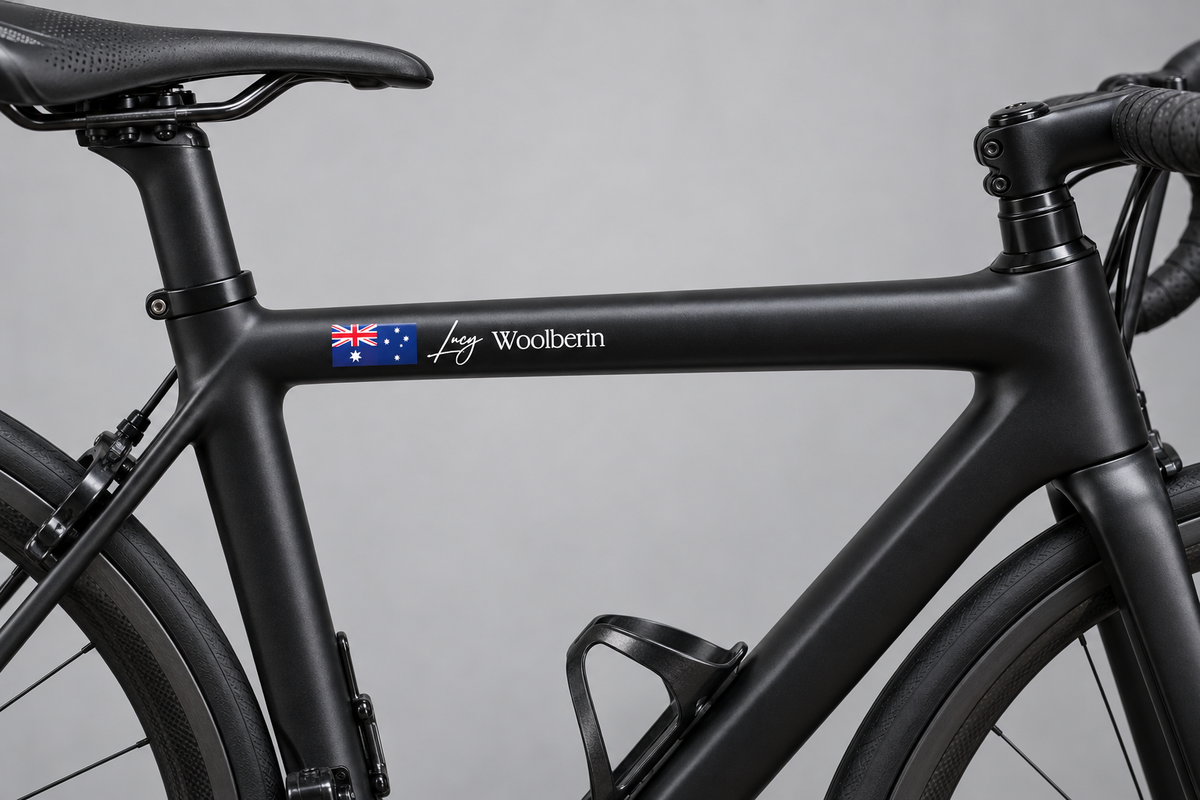 Custom Flag & Name Bike Decal - Personalized Cycling Helmet Sticker — additional view