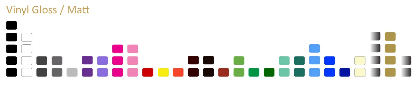 OZ DECO gloss and matt cut vinyl colour chart for decals