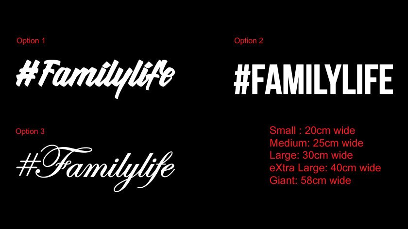 #Familylife Family Life Car Sticker Decal