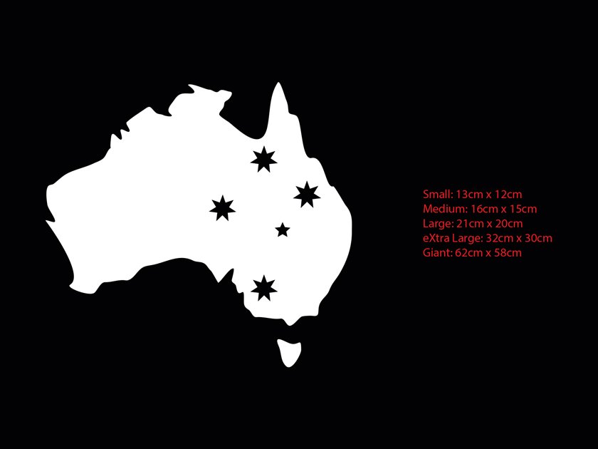 Aussie Australia Map Southern Cross Star Sign Car Boat Decal Vinyl Sticker