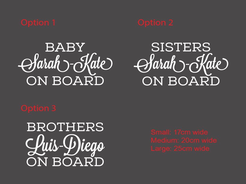 Two names customized baby brothers sisters on board car sign Vinyl Decal Sticker