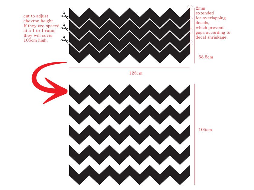 Chevron Seamless Pattern Wall Decal Zig Zag Wall Panel Sticker<br> Easy to install and remove Wallpaper alternative