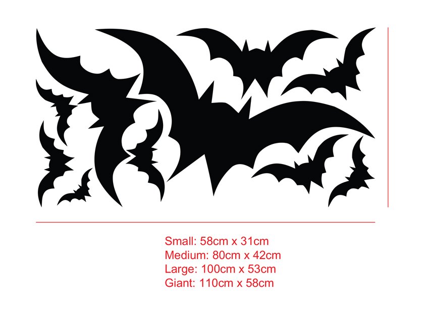 Spooky Bats Frying away Halloween Party Wall Door Decor Vinyl Decal Sticker Kids