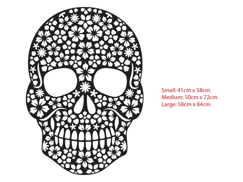 Sugar Skull Day of the Dead dia de los Wall Tattoo Vinyl Decal Sticker Removable