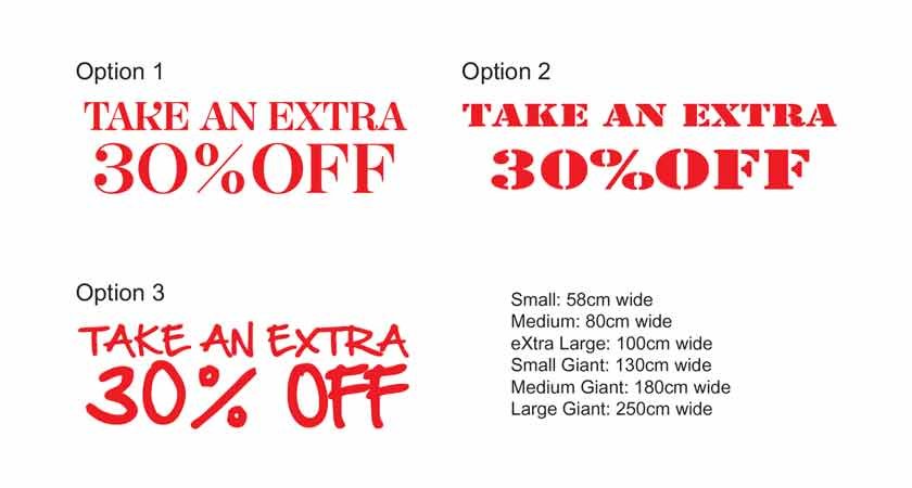 Take an Extra XX % Sale Sign Decal for windows and walls