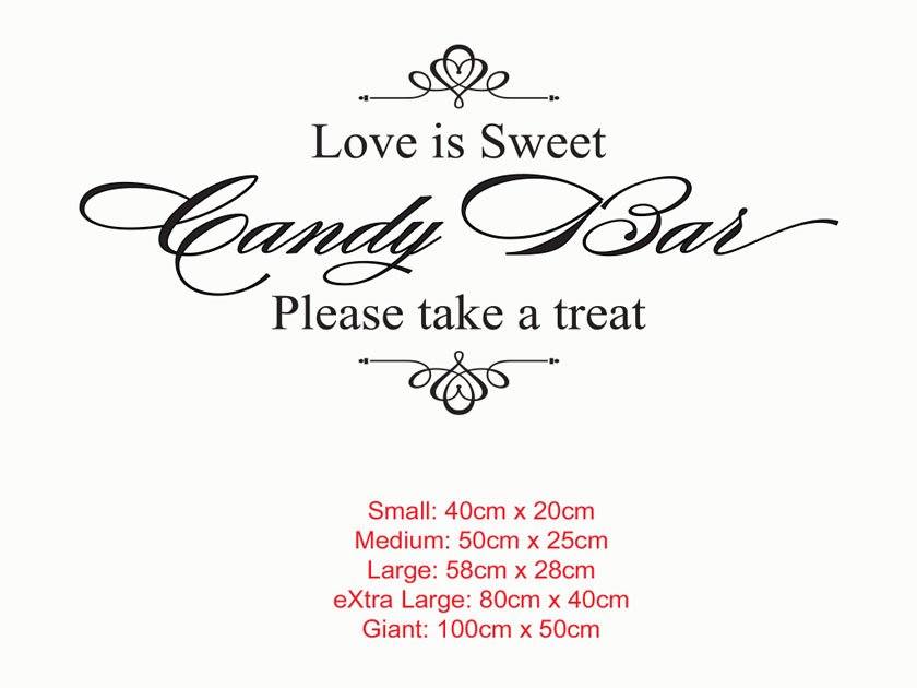 Candy Bar Sign Decal for Wall, Mirror, Glass, Frame etc