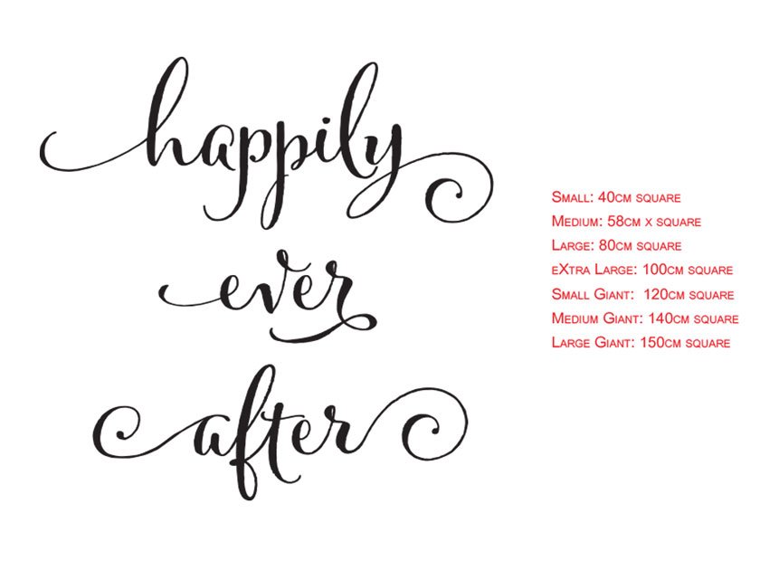 Happily Ever After Love Wedding Bedroom Sign Wall Decal Sticker Removable