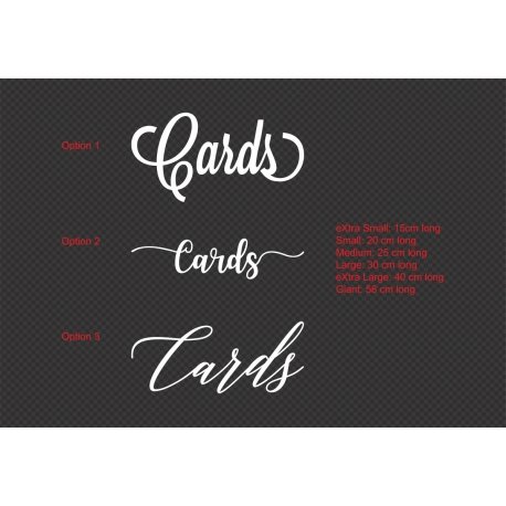 "Cards" Wedding Wishing Well Sign Decal Sticker - Decal only