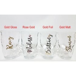 Personalised Champagne Flutes Wine glass Sticker Custom Decal Gold Silver Chrome