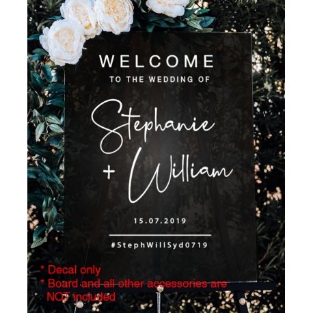 Welcome Wedding Sign Hashtag Sticker Decal Engagement Bridal Shower Birthday