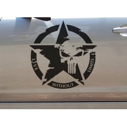 Punisher Army Star Live Without Limits Car Bonnet Bike Wall Door Decals Sticker