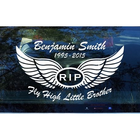 Fly High...Custom Memorial Car Sticker RIP Decal Wings