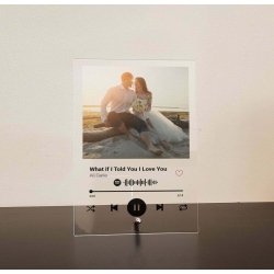 Custom Music Plaque Spotify Song Photo Couple, Anniversary Wedding Friend Gift Clear Frost Black Acrylic Wood