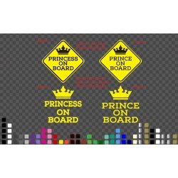 Princess Prince on Board Baby Kids Safety Sign Car Decal Vinyl Sticker