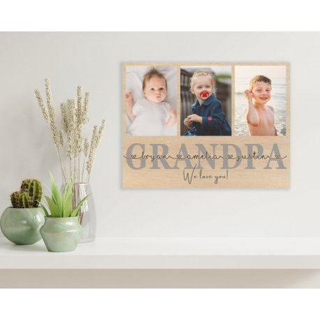 Father's Day Photo Gift | POPPY Wooden Photo Plaque, Personalised Photo collage, Grandpa, Pops, Papa, Dad, Daddy,