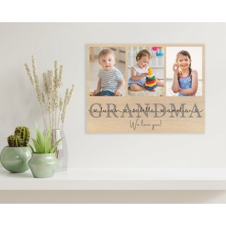 Grandma Wooden Photo Plaque Personalised Gift for Mothers day Mum Mummy Grandmother Nanny Nana Nan Photo collage on plywood