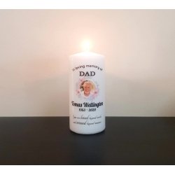 Custom Photo RIP Pillar Candle, In Loving Memory of Dad Mum, Personalized Photo Memorial Remembrance Condolences Gift