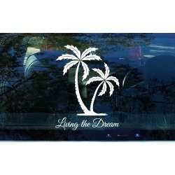 Beach Life Living the Dream Palm Tree Decal Sticker Car Window Wall Door