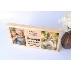 Grandma Nana Gift Custom Wood Photo Block Mother's Father's Day Gift 7 Photos