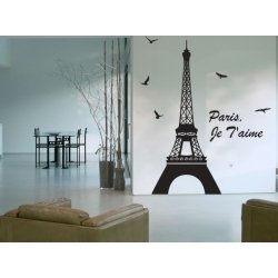 EIFFEL TOWER I LOVE PARIS WALL DECAL VINYL STICKER