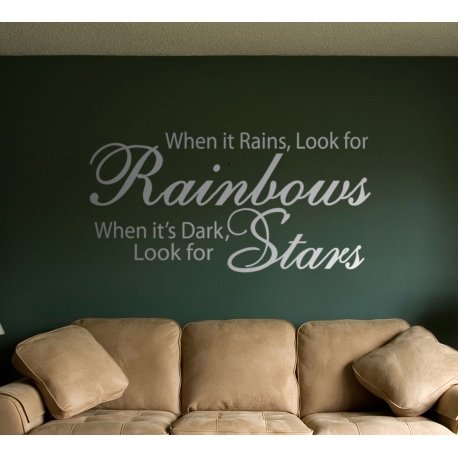 WHEN IT RAINS LOOK FOR RAINBOW QUOTE WALL DECAL VINYL STICKER 