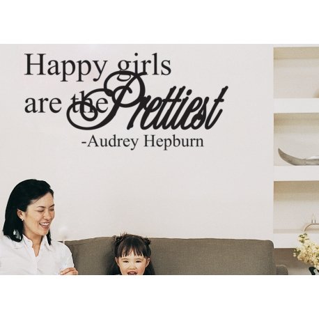 HAPPY GIRLS ARE THE PRETTIEST QUOTE WALL DECAL VINYL LETTERING STICKER