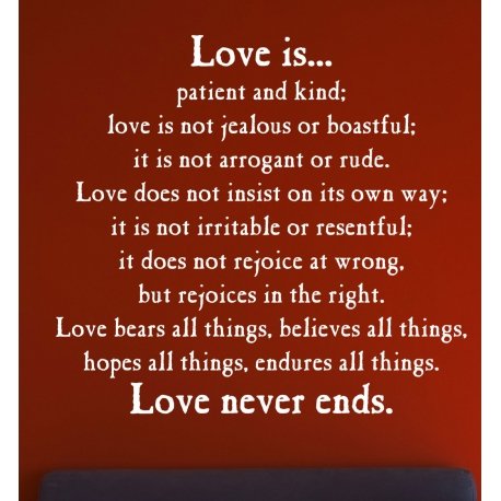 LOVE IS PATIENT KIND PROTECT TRUST HOPE WALL ART VINYL DECAL LETTERING BIBLE