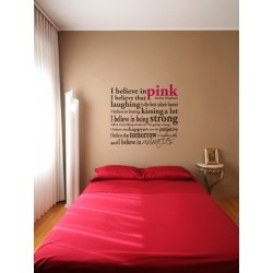 I BELIEVE IN PINK" BY AUDREY HEPBURN QUOTE WALL WINDOW DECAL VINYL TATTOO