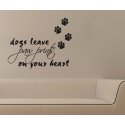DOGS LEAVE PAW PRINTS ON YOUR HEART - REMOVABLE ART WALL DECAL VINYL STICKER