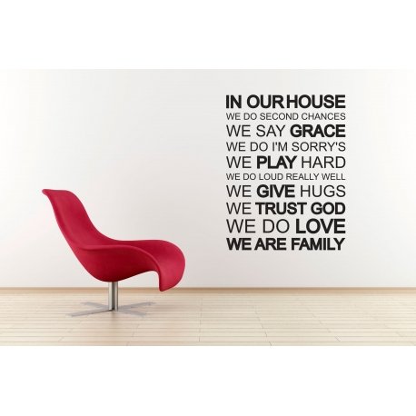 IN OUR HOUSE WE DO WE ARE FAMILY TRUST GOD FEATURE WALL VINYL DECAL