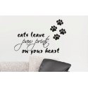 CATS LEAVE PAW PRINTS ON YOUR HEART - REMOVABLE ART WALL DECAL VINYL STICKER