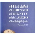 Proverbs 31:25 SHE IS CLOTHED WITH STRENGTH BIBLE QUOTE NURSERY WALL SIGN VINYL DECAL REMOVABLE