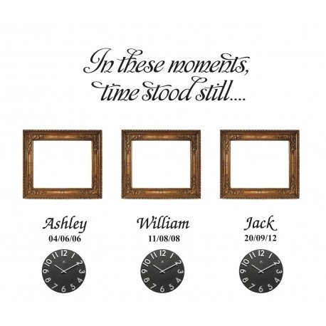 In these moments time stood still 3 names dates Gallery Wall Vinyl Decal Sticker