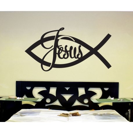 Jesus fish Cross Christian Symbol Wall Decor Vinyl Sticker Decal