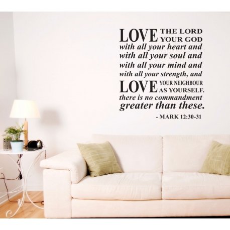 LOVE THE LORD YOUR GOD WITH ALL YOUR HEART Bible Quote Wall Decal Sticker